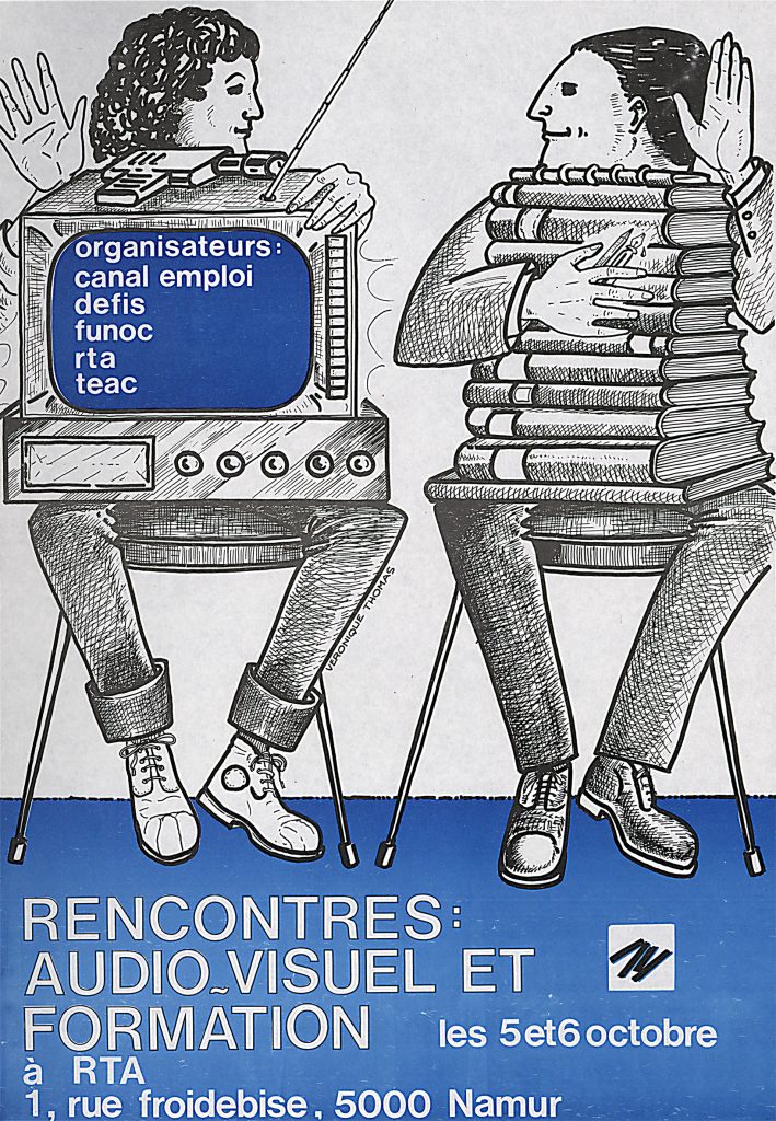 Affiche de promotion d&rsquo;un &eacute;venement coorganis&eacute; par  Canal emploi, D&Eacute;FIS, e.a., s.d. (CARHOP, coll. aff. n&deg; 295)